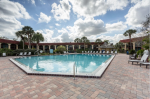 The large pool located at the center of the Maingate Lakeside Resort in Kissimmee, FL